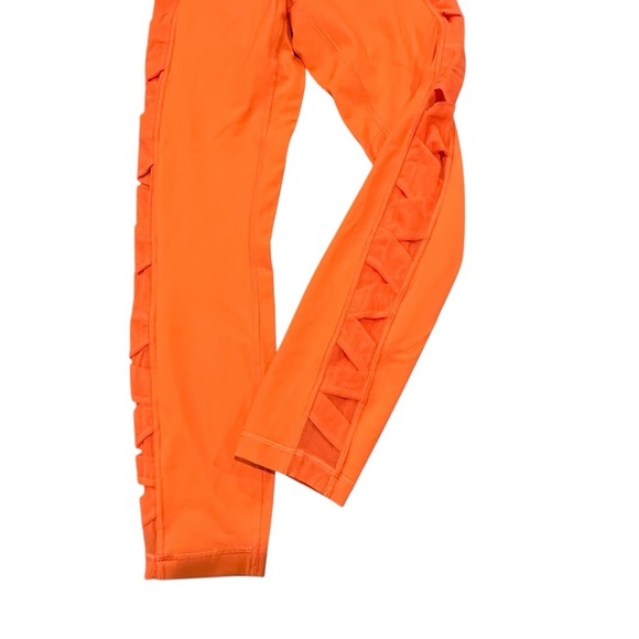 Lululemon Neon Orange Bandage Wrap Crisscross Leggings 8 - Picture 3 of 6